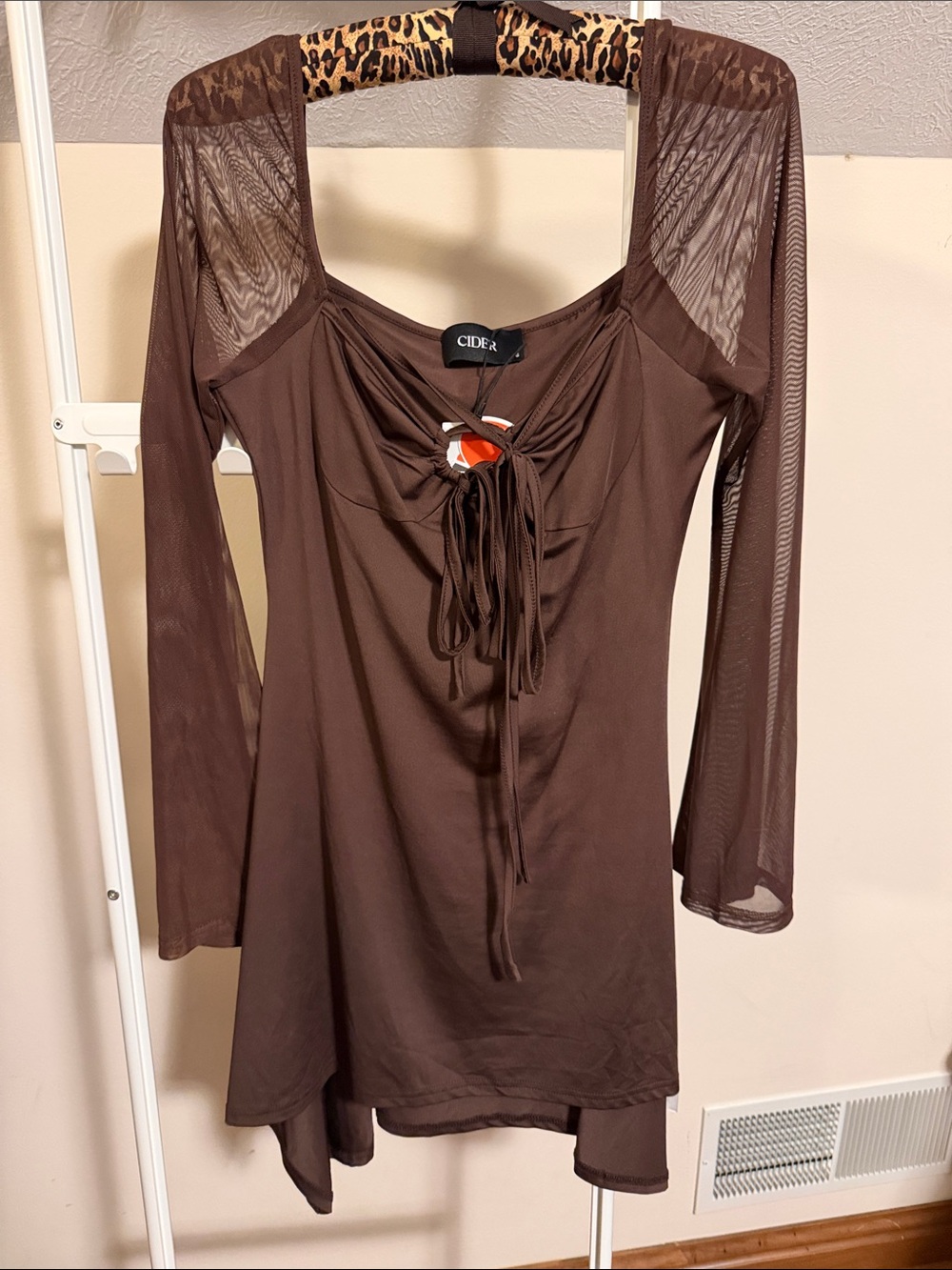 CIDER brown long sleeved mini dress - size S - NWT